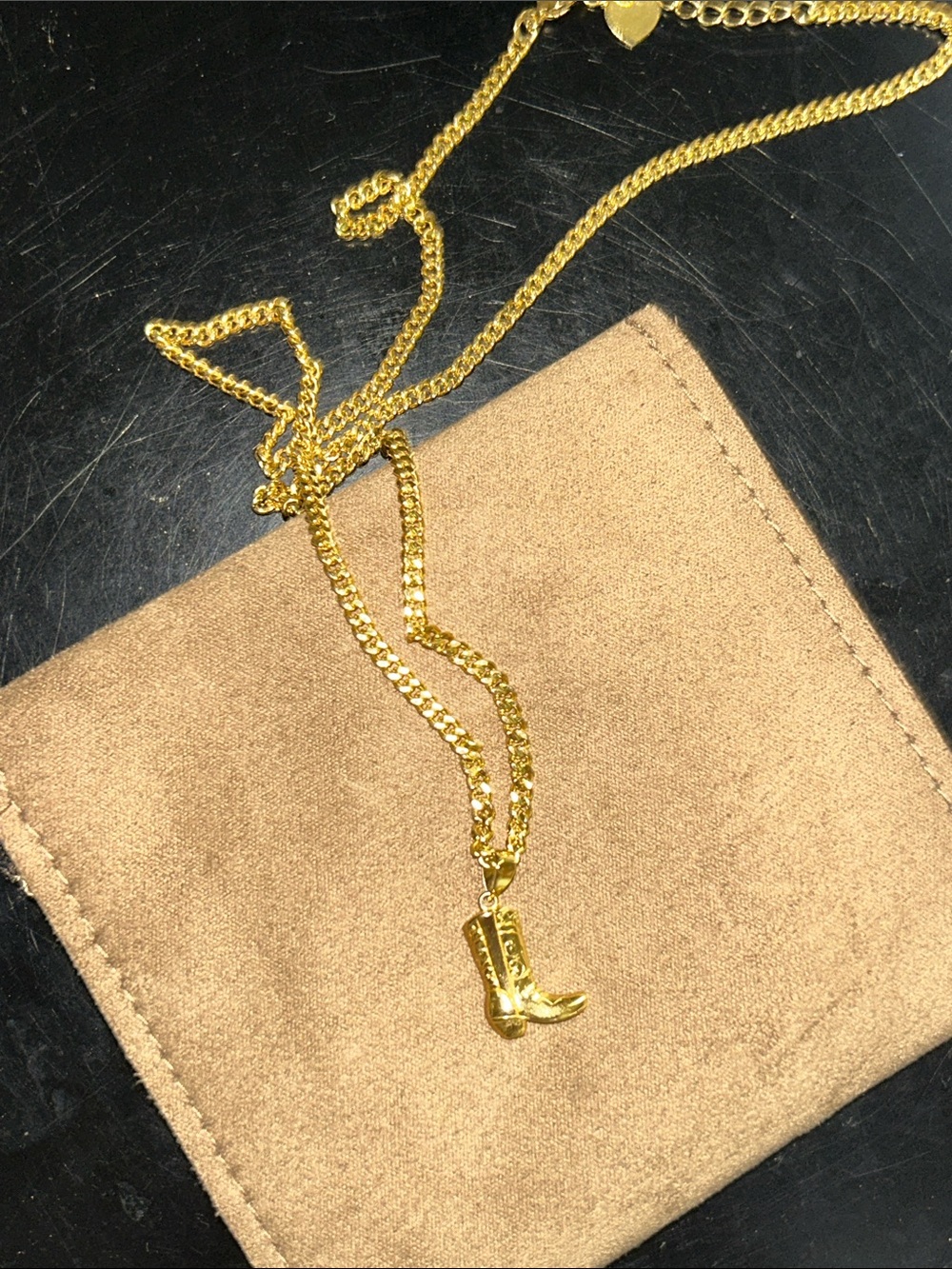 Gold Cowboy Boot Pendant Necklace
